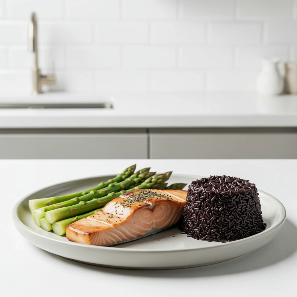 Roasted Salmon with Black Rice
